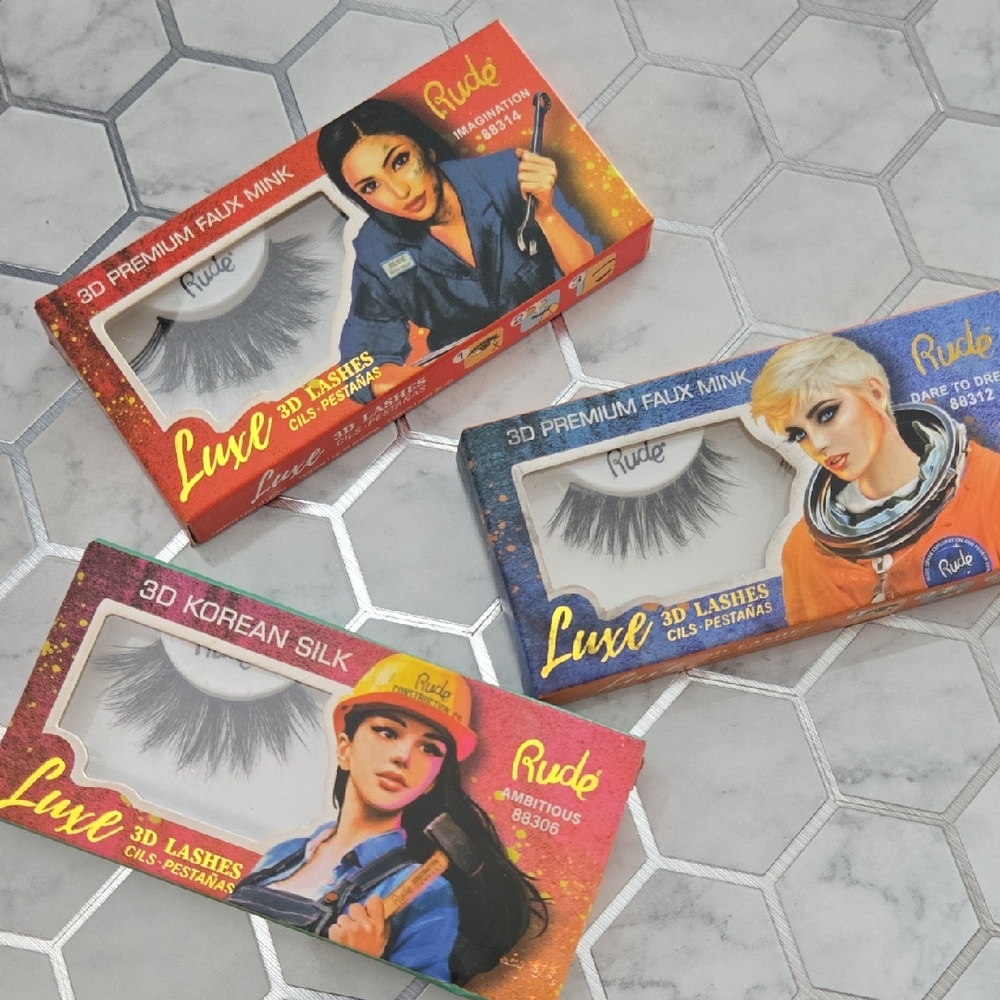 RUDE Luxe 3D Faux Mink Lashes 3PC Bundle Trio